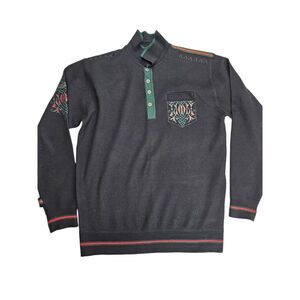 Vintage Royal Prestige Size‎ 2XL Acrylic Rayon Embroidered Black Button Sweater